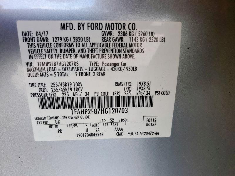 2017 FORD TAURUS LIM 1FAHP2F87HG120703