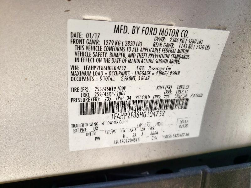 2017 FORD TAURUS LIM - 1FAHP2F86HG104752