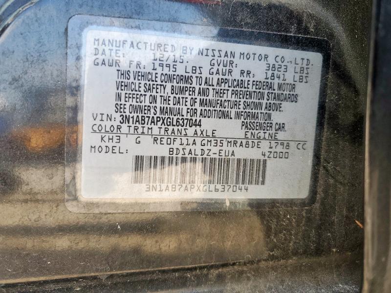 2016 NISSAN SENTRA S - 3N1AB7APXGL637044