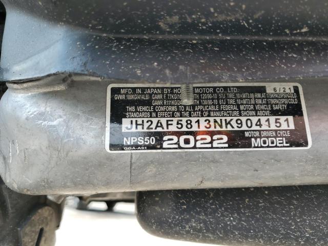 2022 HONDA NPS50 JH2AF5813NK904151
