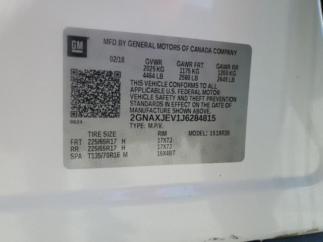 2018 CHEVROLET EQUINOX LT 2GNAXJEV1J6284815