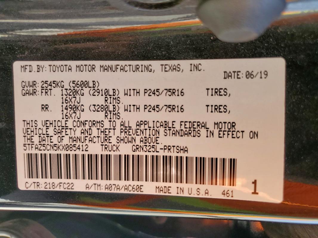 2019 TOYOTA TACOMA DOU - 5TFAZ5CN5KX085412