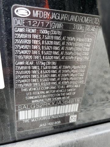 2018 LAND ROVER RANGE ROVE SALGS2RKXJA384818