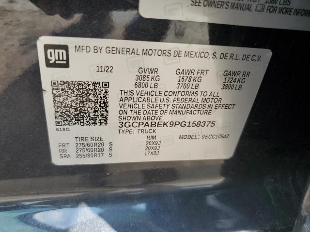 2023 CHEVROLET SILVERADO C1500 CUSTOM 3GCPABEK9PG158375