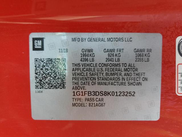 2019 CHEVROLET CAMARO LS 1G1FB3DS8K0123252