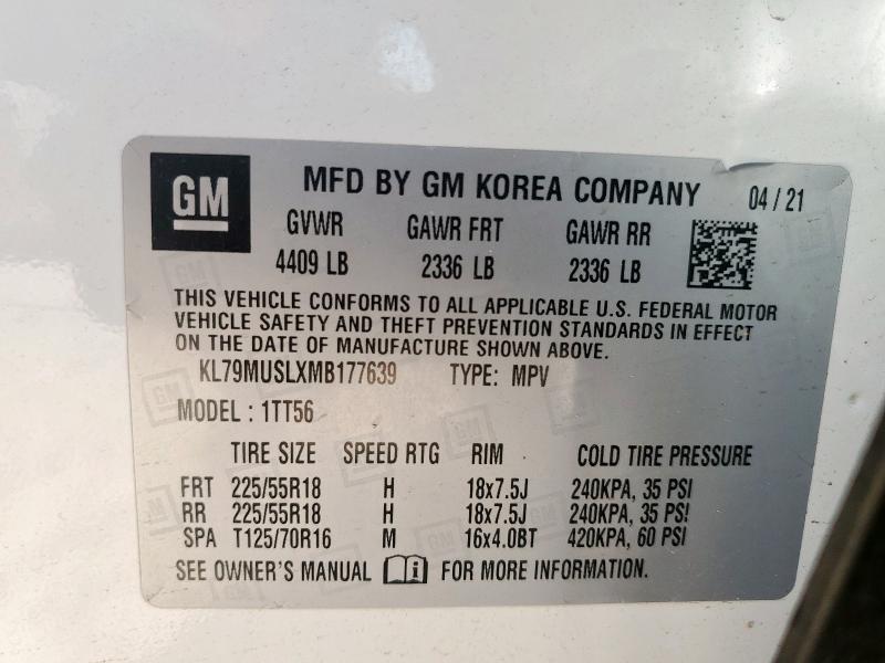 2021 CHEVROLET TRAILBLAZE - KL79MUSLXMB177639