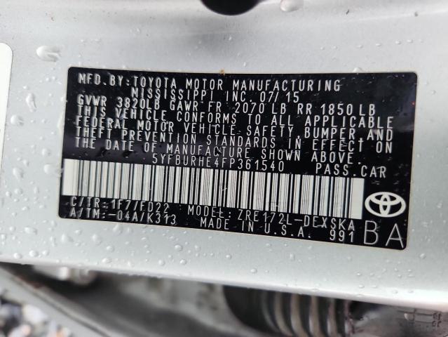 2015 TOYOTA COROLLA L - 5YFBURHE4FP361540