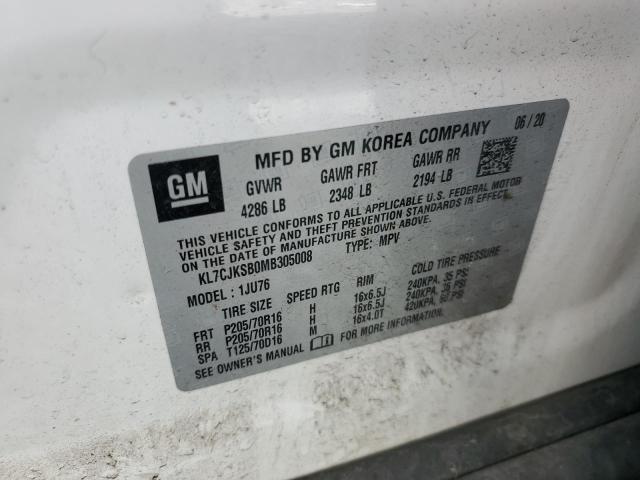 2021 CHEVROLET TRAX LS KL7CJKSB0MB305008