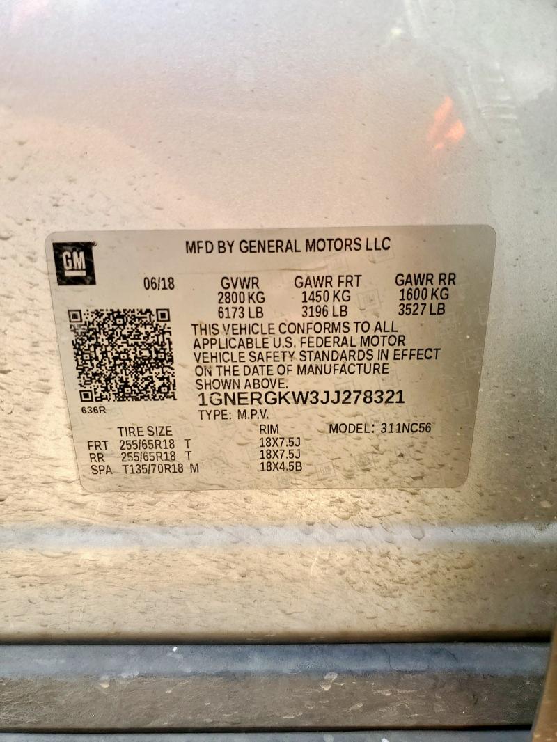 2018 CHEVROLET TRAVERSE L - 1GNERGKW3JJ278321