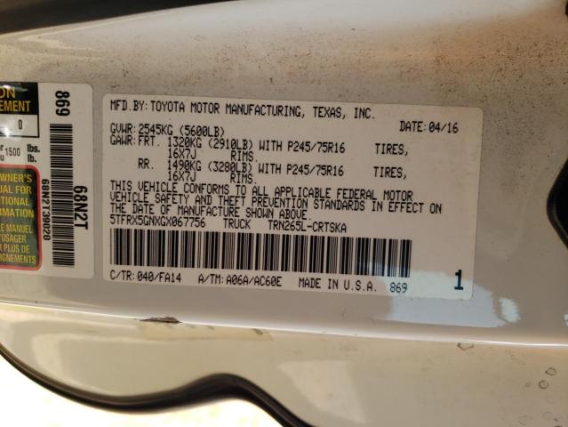 2016 TOYOTA TACOMA ACC #3302841923
