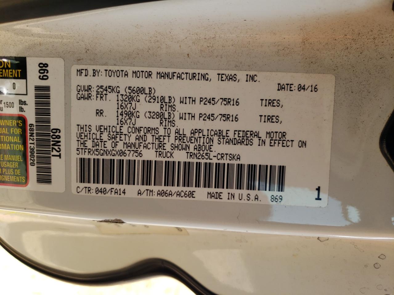 TOYOTA TACOMA ACCESS CAB