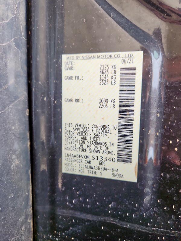 2021 NISSAN MAXIMA PLA 1N4AA6FVXMC513340