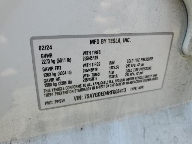 2024 TESLA MODEL Y 7SAYGDED4RF008413