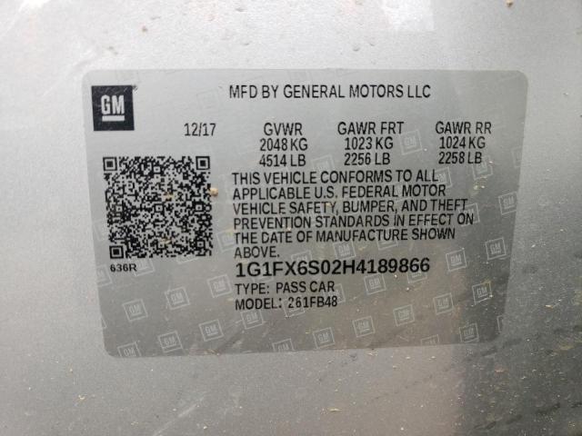 2017 CHEVROLET BOLT EV PR 1G1FX6S02H4189866