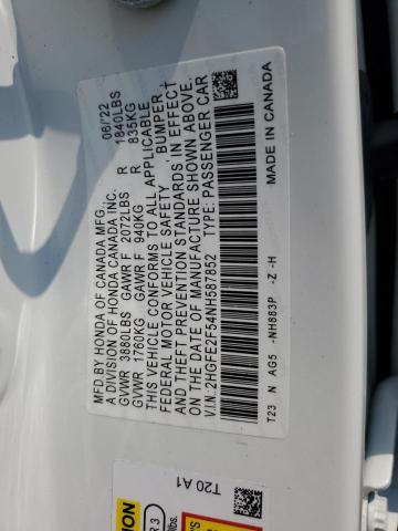 2022 HONDA CIVIC SPOR 2HGFE2F54NH587852