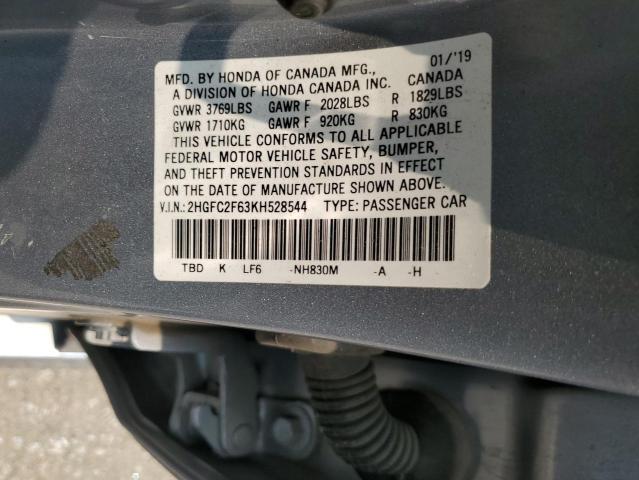 2019 HONDA CIVIC LX 2HGFC2F63KH528544
