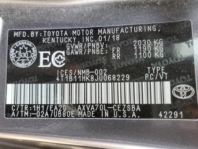 2018 TOYOTA CAMRY L 4T1B11HK8JU068229