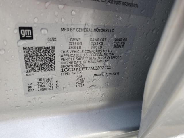 2021 CHEVROLET SILVERADO - 1GCUYEET7MZ297411