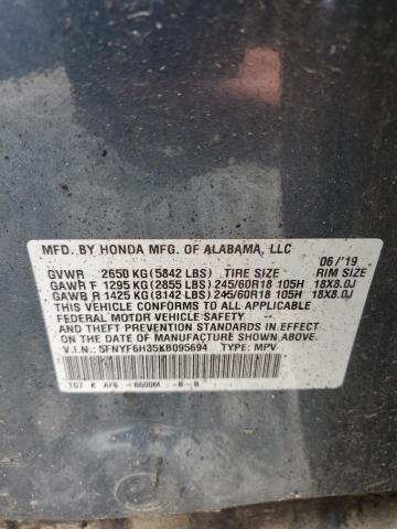 2019 HONDA PILOT EX 5FNYF6H35KB095694
