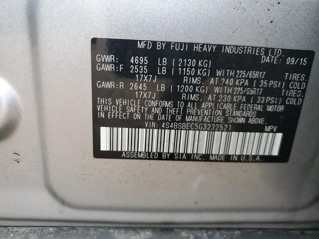 SUBARU OUTBACK 2.5I PREMIUM