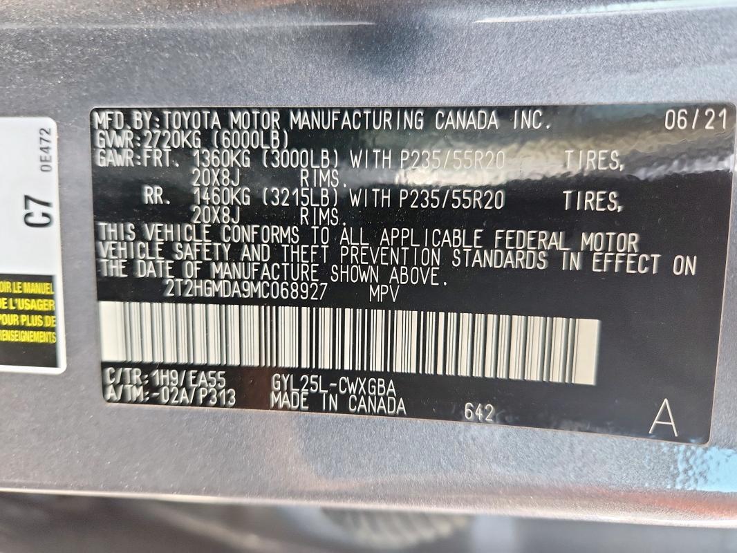 2021 LEXUS RX 450H - 2T2HGMDA9MC068927