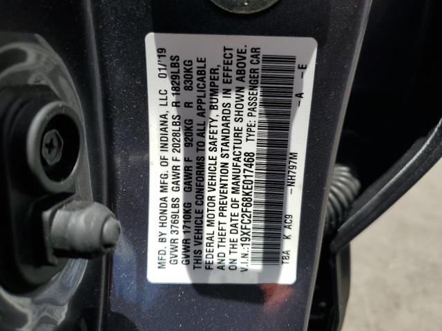 2019 HONDA CIVIC LX 19XFC2F68KE017468