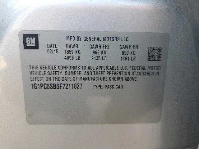 2015 CHEVROLET CRUZE LT 1G1PC5SB6F7211827