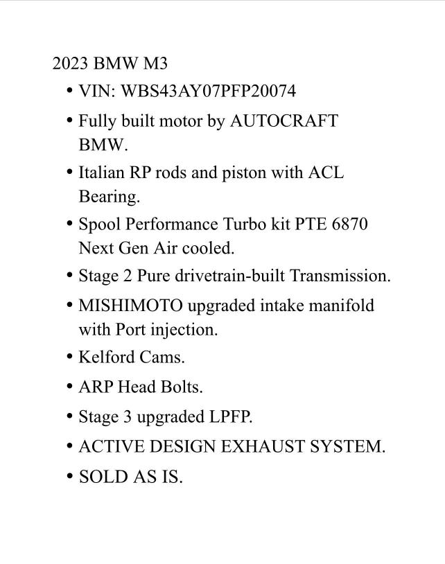 2023 BMW M3 COMPETI WBS43AY07PFP20074