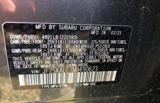 2021 SUBARU FORESTER S JF2SKALC7MH490623