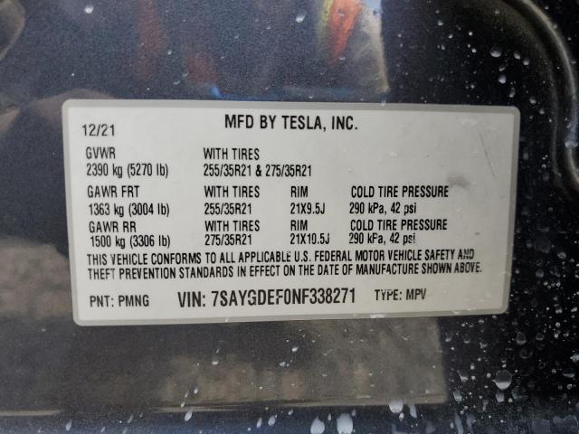 2022 TESLA MODEL Y - 7SAYGDEF0NF338271