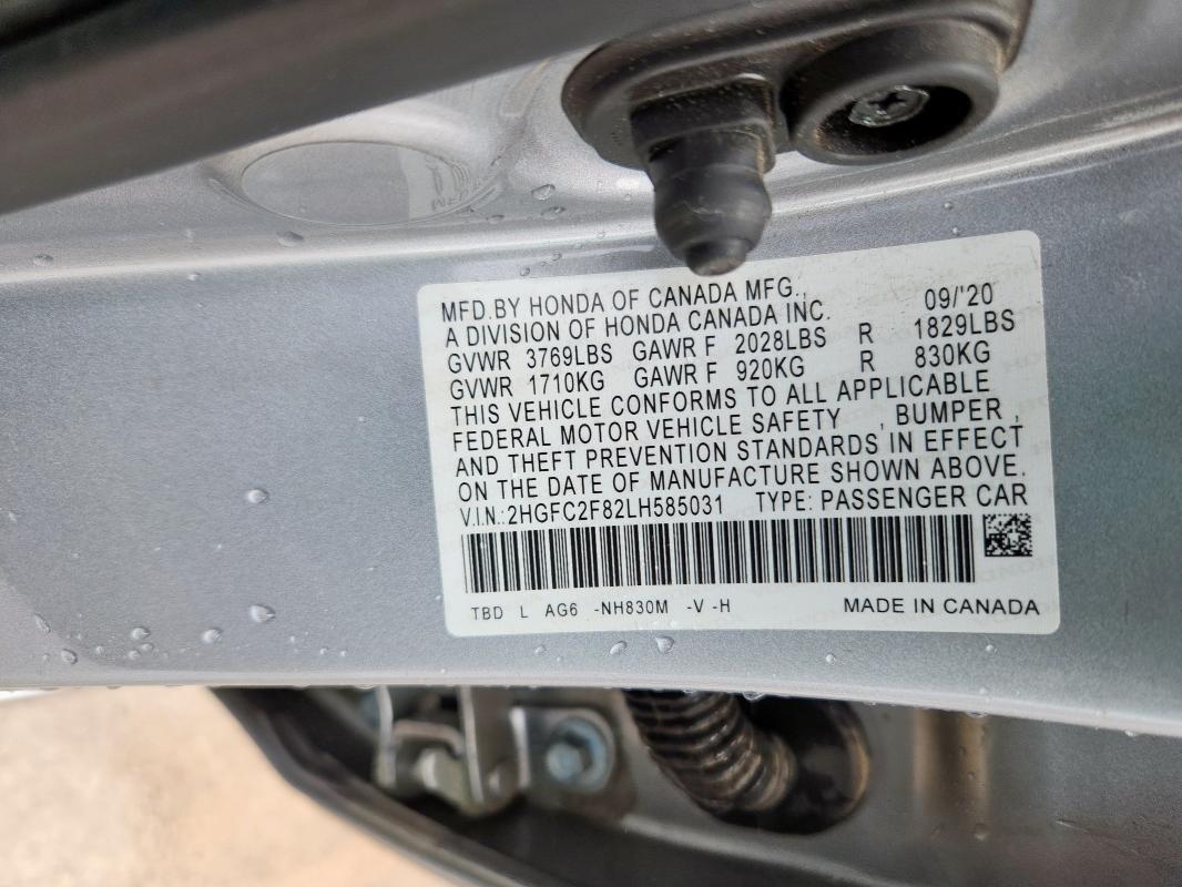 2020 HONDA CIVIC SPOR - 2HGFC2F82LH585031