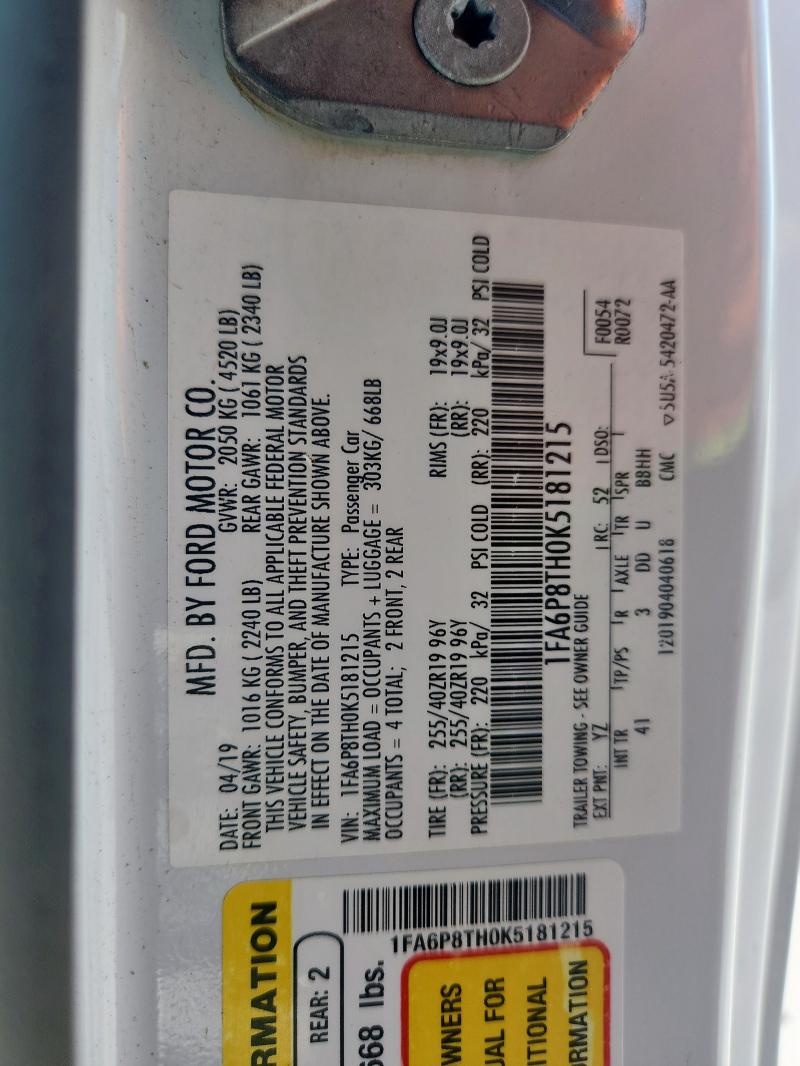 2019 FORD MUSTANG - 1FA6P8TH0K5181215