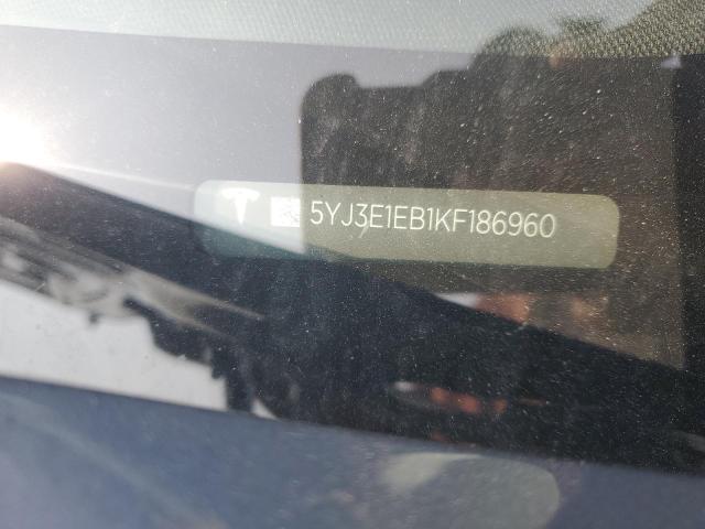 2019 TESLA MODEL 3 5YJ3E1EB1KF186960