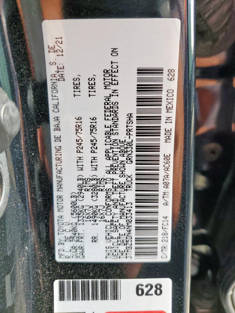 2022 TOYOTA TACOMA DOU - 3TMBZ5DN4NM033413