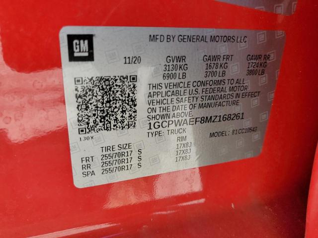 2021 CHEVROLET SILVERADO 1GCPWAEF8MZ168261