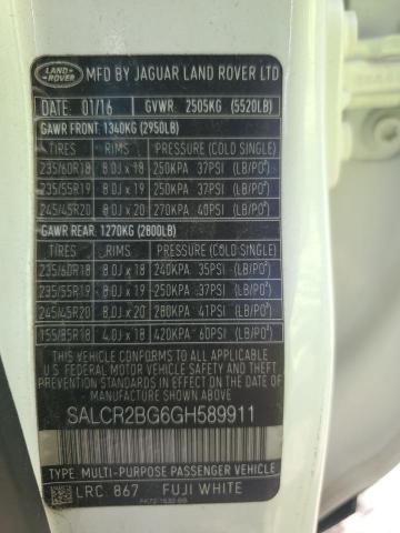 2016 LAND ROVER DISCOVERY - SALCR2BG6GH589911