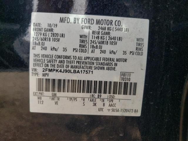 2020 FORD EDGE SEL 2FMPK4J90LBA17571