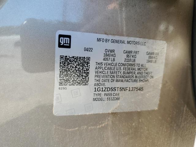 2022 CHEVROLET MALIBU LT - 1G1ZD5ST5NF137545