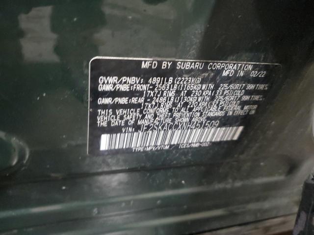 2022 SUBARU FORESTER JF2SKACCXNH451509