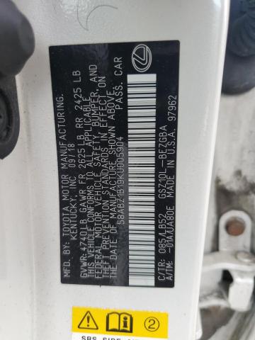 2019 LEXUS ES 350 58ABZ1B19KU005904
