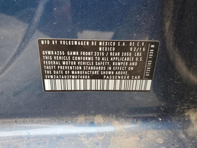 2015 VOLKSWAGEN GOLF TDI 3VW2A7AU2FM074684