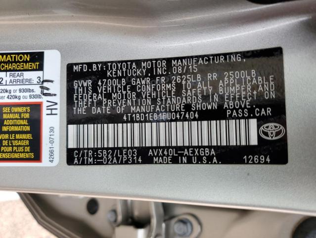 2015 TOYOTA AVALON HYB 4T1BD1EB1FU047404
