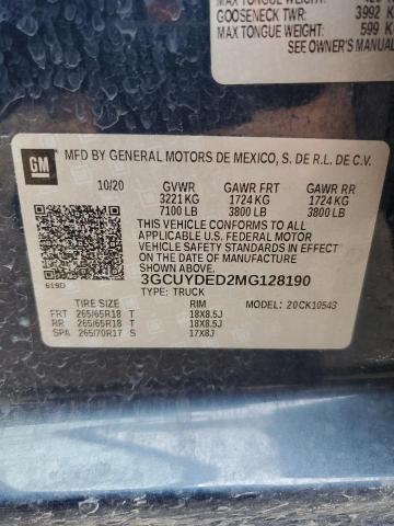 2021 CHEVROLET SILVERADO - 3GCUYDED2MG128190
