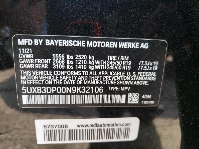 2022 BMW X3 M40I 5UX83DP00N9K32106