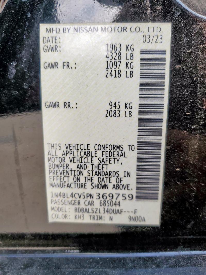 2023 NISSAN ALTIMA SR 1N4BL4CV5PN369759