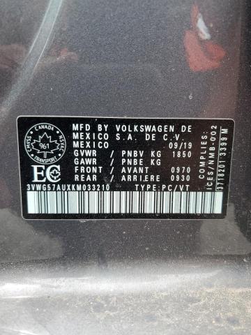 2019 VOLKSWAGEN GOLF S 3VWG57AUXKM033210