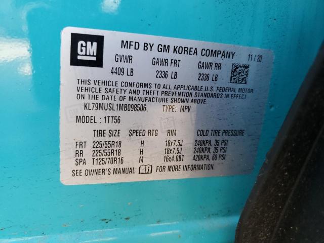2021 CHEVROLET TRAILBLAZE - KL79MUSL1MB098506