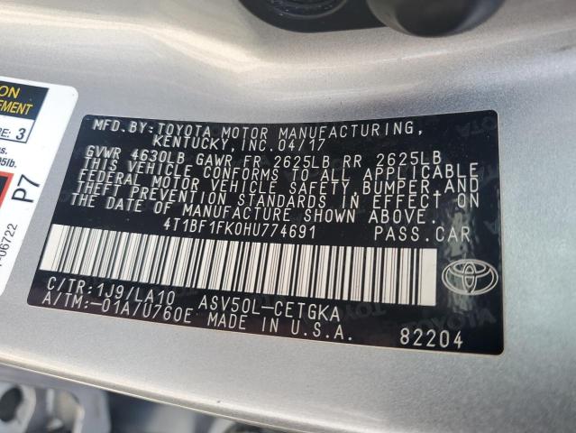 2017 TOYOTA CAMRY LE - 4T1BF1FK0HU774691