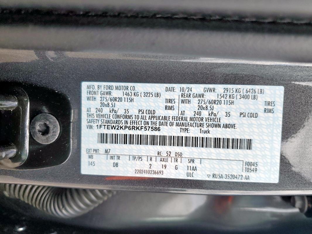 2024 FORD F150 STX 1FTEW2KP6RKF57586