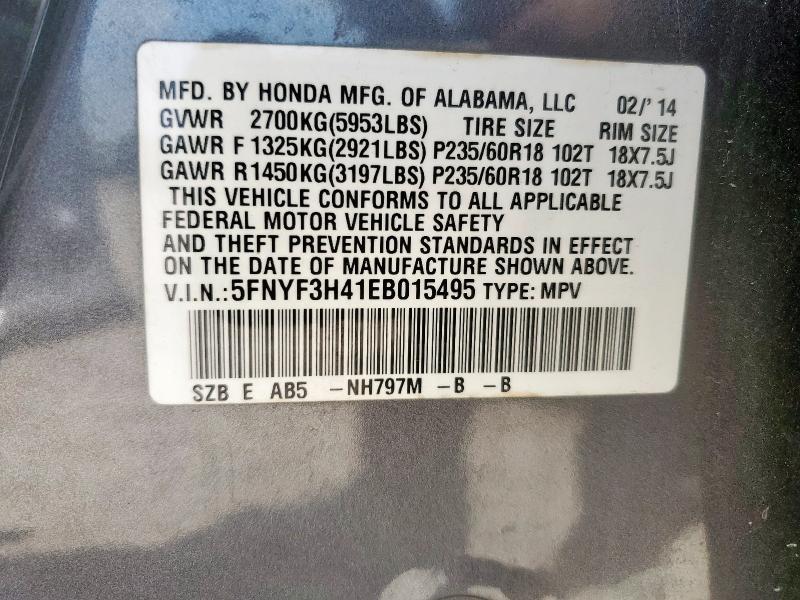 2014 HONDA PILOT EX - 5FNYF3H41EB015495